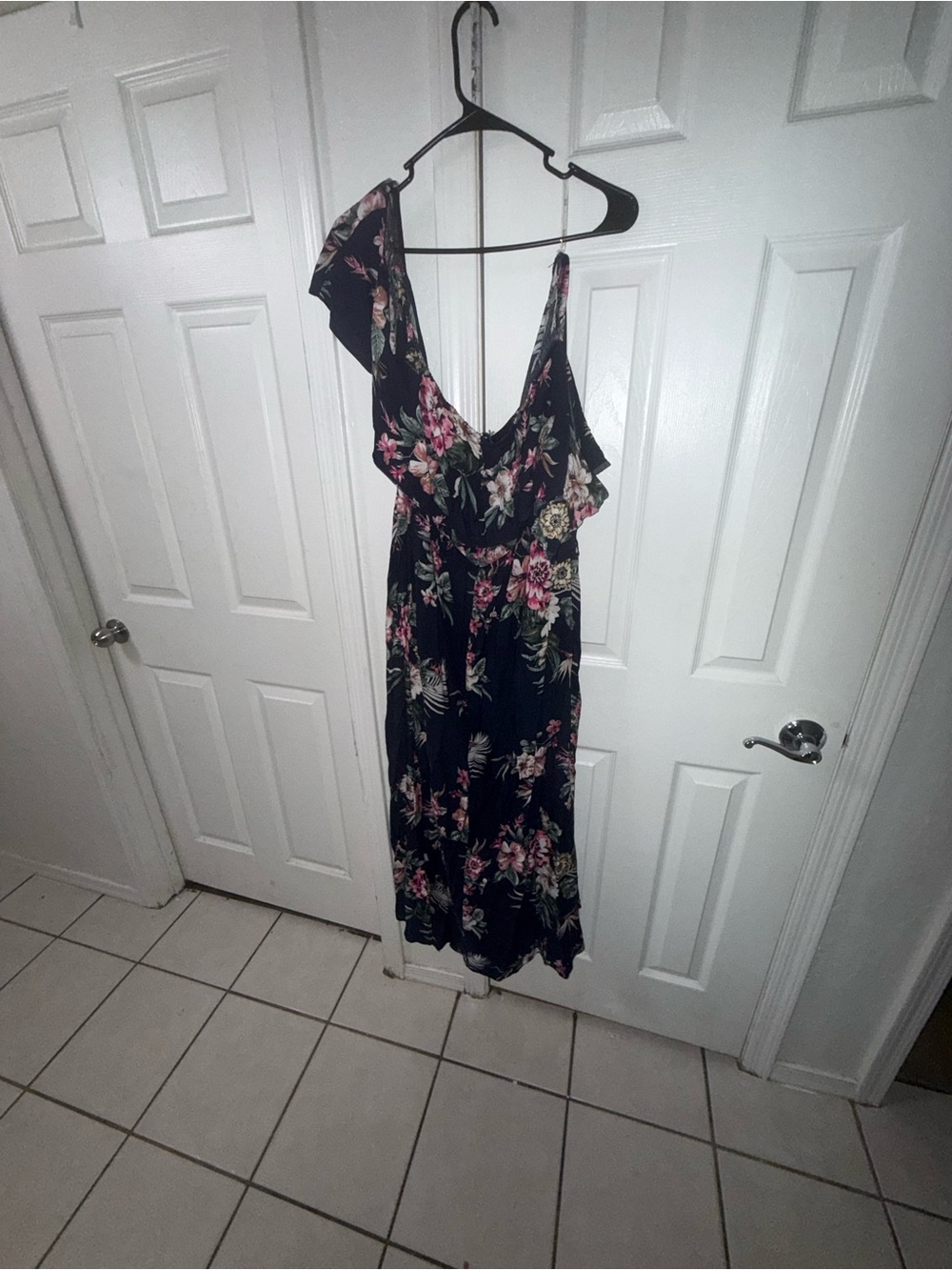 Iris Basic Black Floral Off the Shoulder Romper Dress